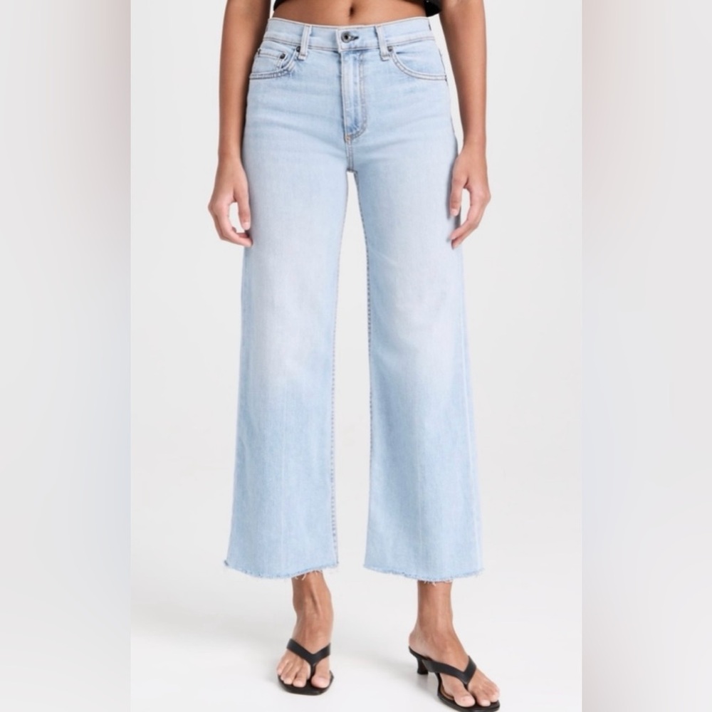 ASKK NY High Waist Crop Wide Leg Frayed Hem Zuma Denim Jeans Size 34